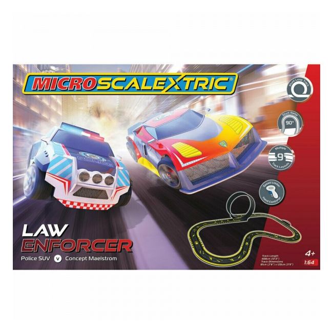 Set pista Scalextric cu 2 masinute SUV Politie si Concept Mtraseaelstrom traseu 408 cm - SOLSXG1149P