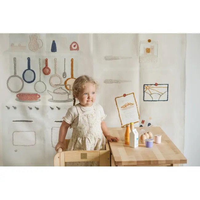 Inaltator Learning Tower Ajustabil, Ajutor De Bucatarie Meowbaby  , Lemn Natur Pjbkh01002