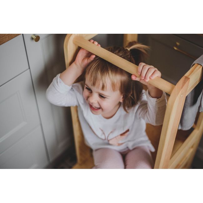 Inaltator Learning Tower Ajustabil, Ajutor De Bucatarie Meowbaby  , Lemn Natur Pjbkh01002