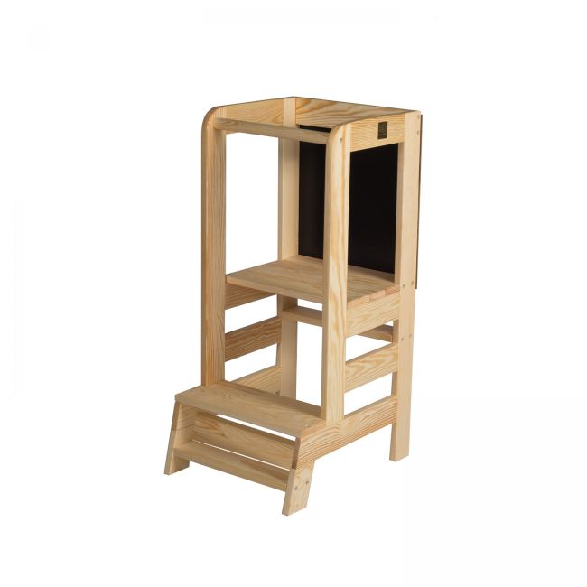 Inaltator Learning Tower Ajustabil Cu Tabla De Scris, Ajutor De Bucatarie Meowbaby  , Lemn Natur Pjbkh02001