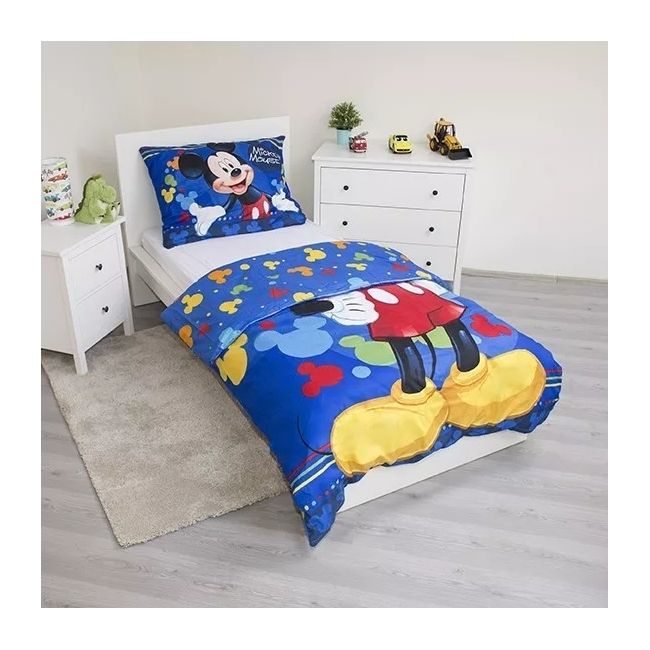 Set lenjerie pat copii Mickey Mouse 140x200 + 70x90 SunCity JFK018392 BBJJFK018392_Albastru