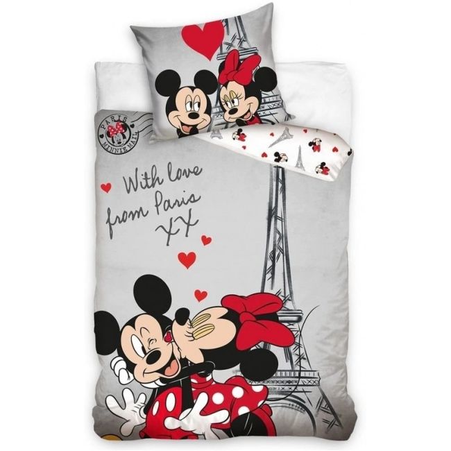 Set lenjerie pat copii Minnie Paris Love 140x200 + 70x90 SunCity CBX208003MCK BBJCBX208003MCK_Initiala