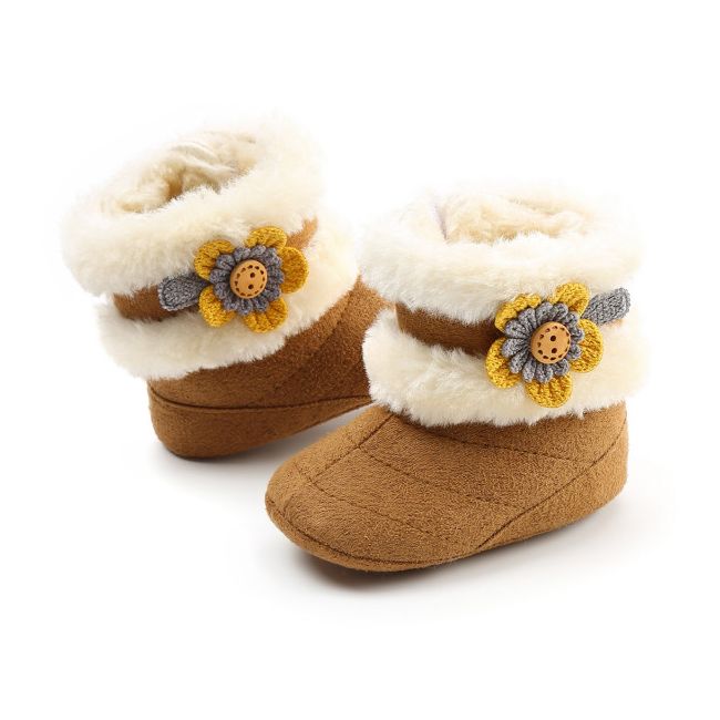 Cizmulite maro cu blanita si floricica MBYM49-2-c5