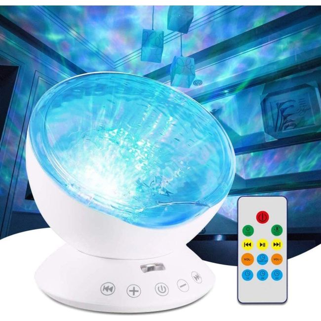 Lampa de veghe cu proiector si sunete Ocean Wave Bambinice BN022 BBJBN022_Alb
