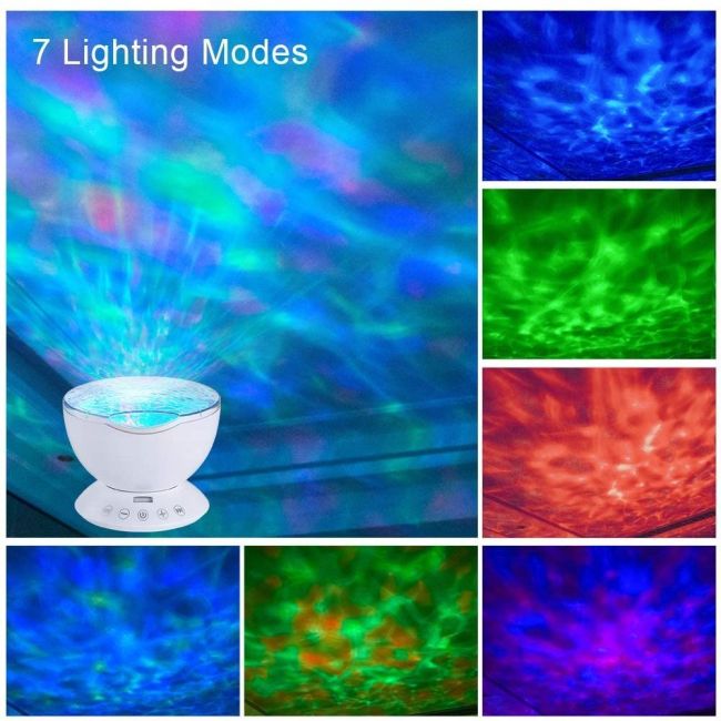 Lampa de veghe cu proiector si sunete Ocean Wave Bambinice BN022 BBJBN022_Alb