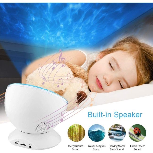 Lampa de veghe cu proiector si sunete Ocean Wave Bambinice BN022 BBJBN022_Alb