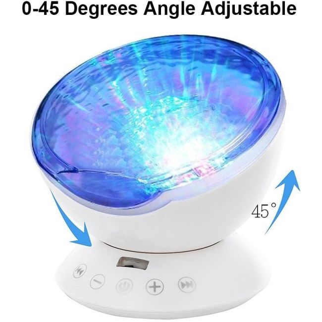 Lampa de veghe cu proiector si sunete Ocean Wave Bambinice BN022 BBJBN022_Alb