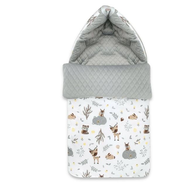 MimiNu - Sac de iarna universal, pentru carucior, scaun auto, saniuta, Forest friends Beige/Velvet Grey BYN6426972005302