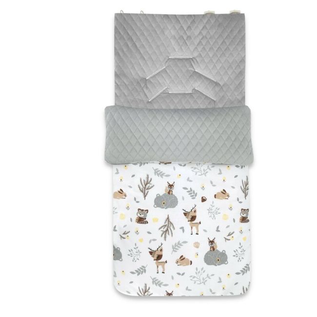 MimiNu - Sac de iarna universal, pentru carucior, scaun auto, saniuta, Forest friends Beige/Velvet Grey BYN6426972005302