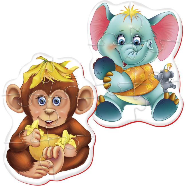 Puzzle Bebe Maimutica-Elefantel Roter Kafer RK1101-03 BBJRK1101-03_Initiala