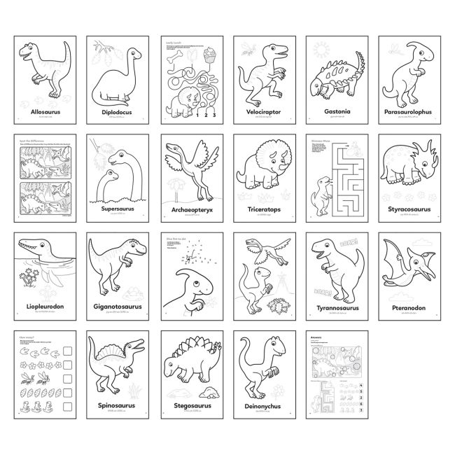Carte de colorat cu activitati in limba engleza si abtibilduri Dinozaur DINOSAUR - ORCB09