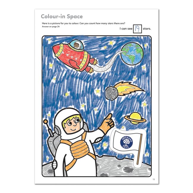 Carte de colorat cu activitati in limba engleza si abtibilduri In Spatiu OUTER SPACE - ORCB12