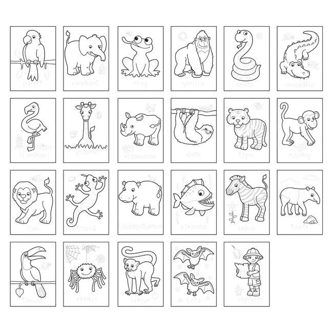 Carte de colorat cu activitati in limba engleza si abtibilduri Jungla JUNGLE - ORCB11