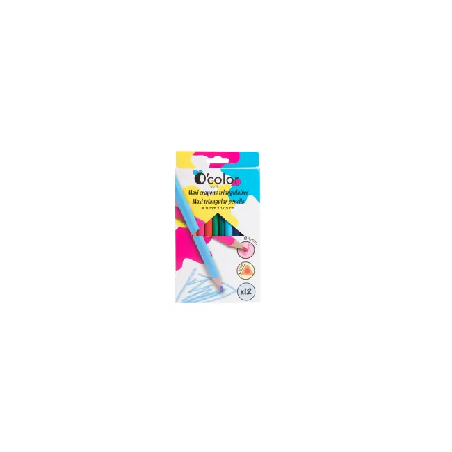 Set 12 creioane colorate triunghiulare maxi mina 4 mm - OKELFC1853