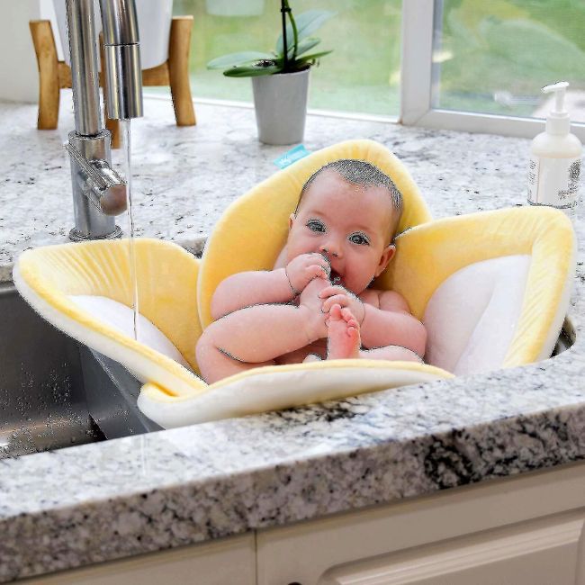 Cadita de plus si salteluta de joaca Lotus BloomingBath BB105L BBJBB105L_Galben/Alb/Gri Deschis