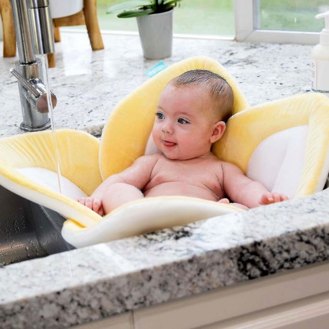 Cadita de plus si salteluta de joaca Lotus BloomingBath BB105L BBJBB105L_Galben/Alb/Gri Deschis