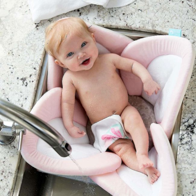 Cadita de plus si salteluta de joaca Lotus BloomingBath BB105L BBJBB105L_Roz Deschis/Alb/Gri