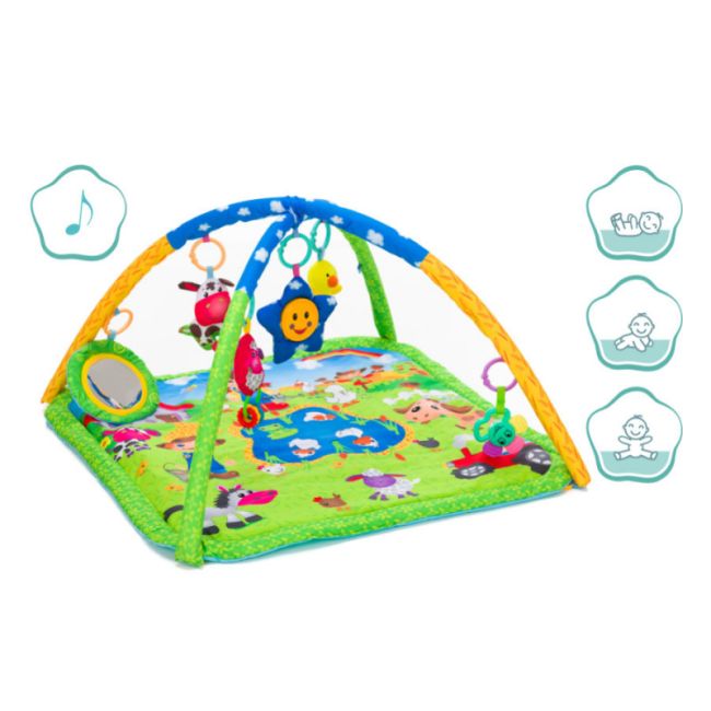 Covoras de joaca cu activitati, Farm, 70x80 cm Fillikid KRSCC9805