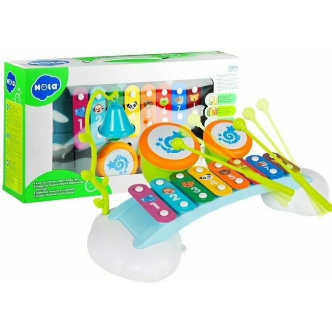Hola Toys - Jucarie bebelusi, Xilofon, cu doua tobe BYN1818910906164
