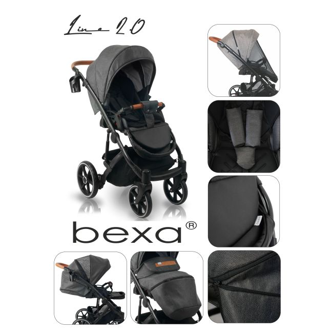 Carucior copii 3 in 1, reversibil, 0-36 luni, Bexa Line Black PJBL6