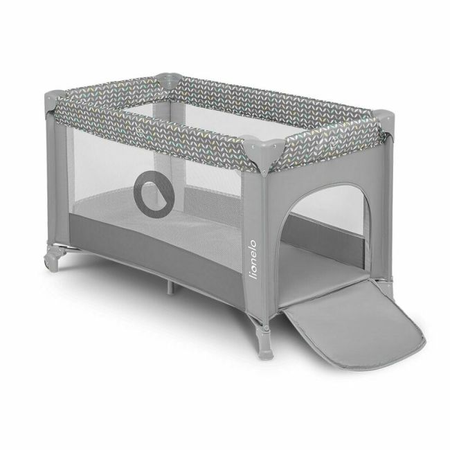 Lionelo - Patut pliant cu un nivel Stefi Concrete din Metal, Poliester, 120x60 cm, Gri BYNLO-STEFI_GREY_MULTICOLOR