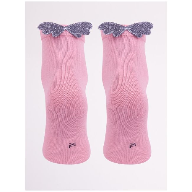 Sosete roz pudra pentru fetite - Aripioare sclipitoare SK-69-2