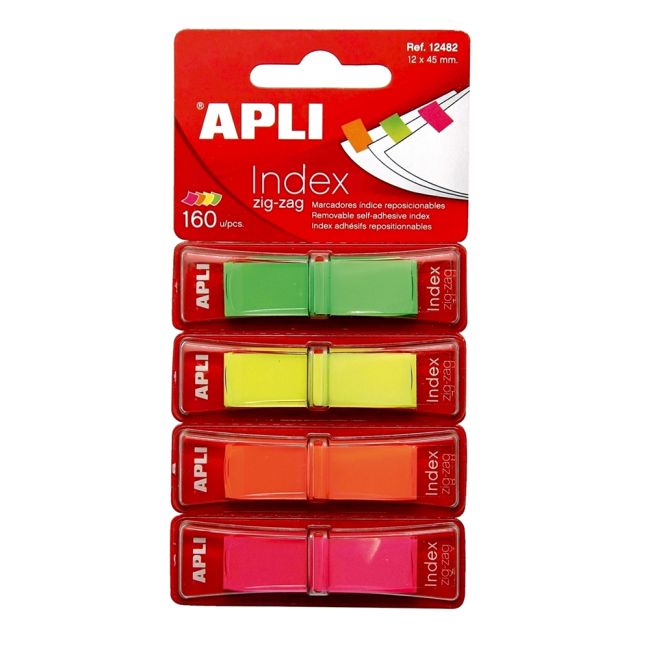 Index Apli ,autoadeziv zig-zag, 12 x 45 mm, 4 culori mate (rosu, galben, verde, albastru) - BPTCAL012482