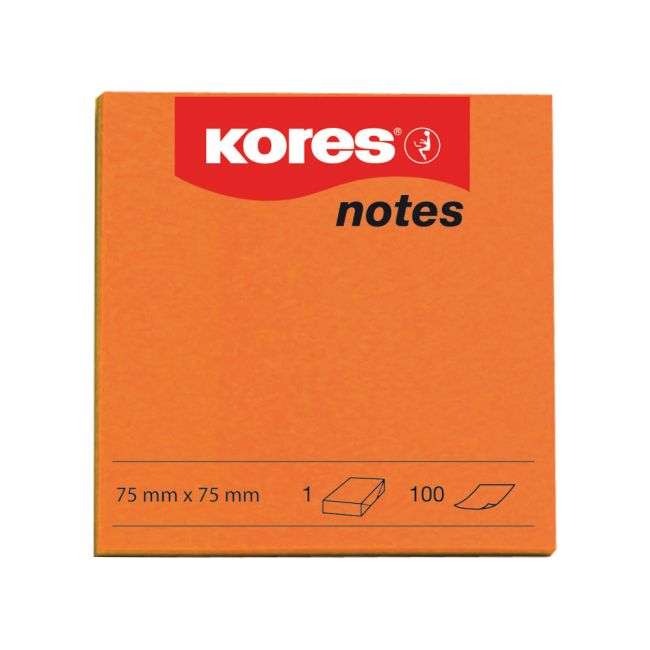 Notite adezive, Kores, 75 x 75 mm, portocaliu, 100 file - BPTCKS879041