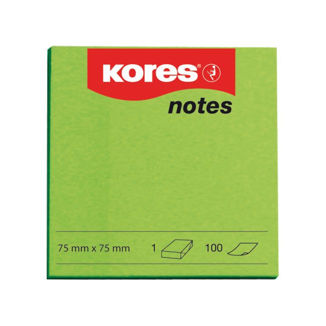 Notite adezive, Kores, 75 x 75 mm, verde, 100 file - BPTCKS879044