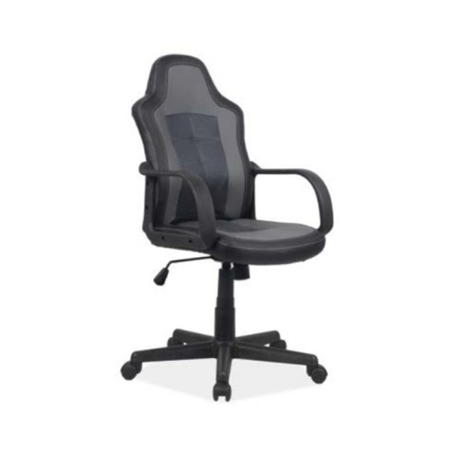 Scaun birou copii sl cruz, piele ecologica, cadru polipropilena, rotire  360°, pivotant, 80 kg, negru/gri drm9379