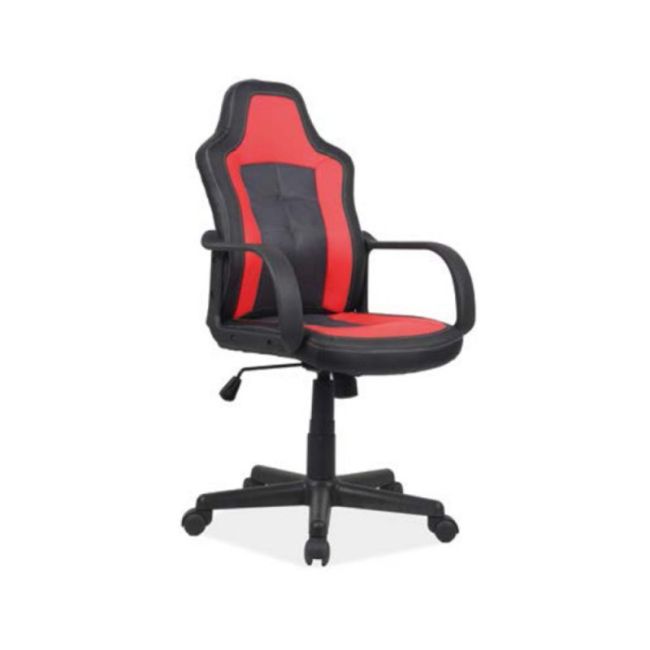 Scaun birou copii sl cruz, piele ecologica, cadru polipropilena, rotire  360°, pivotant, 80 kg, negru/rosu drm9378