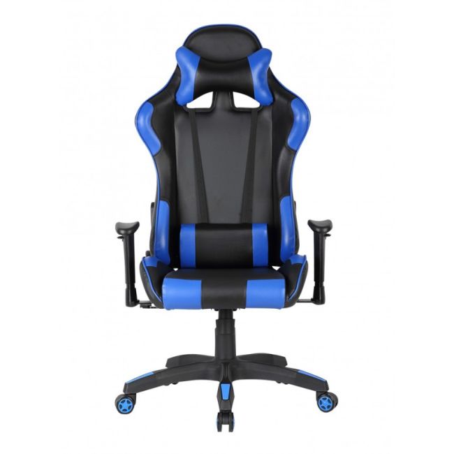 Scaun gaming gn90 silverstone, suport lombar, perna tetiera, cotiere reglabile, rotativ, mecanism multiblock, 150 kg, negru/albastru drm4283