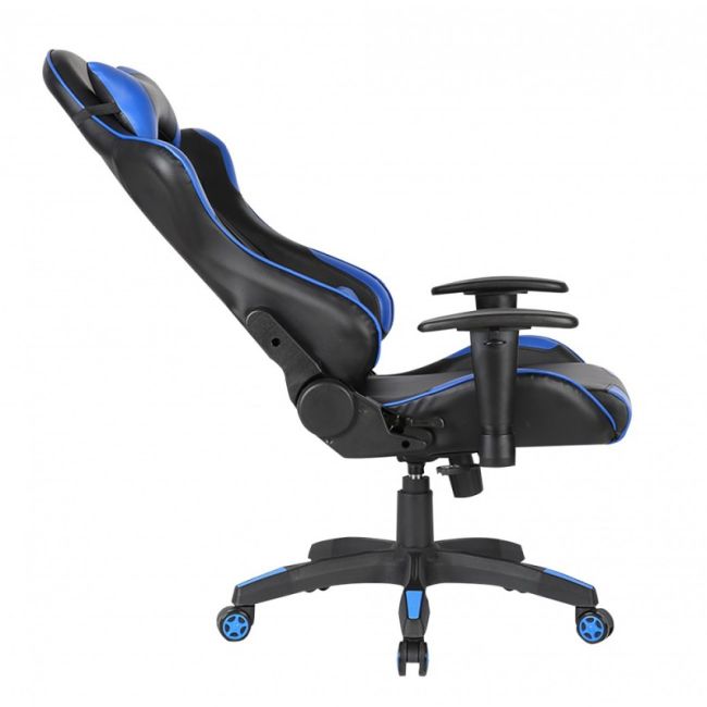 Scaun gaming gn90 silverstone, suport lombar, perna tetiera, cotiere reglabile, rotativ, mecanism multiblock, 150 kg, negru/albastru drm4283
