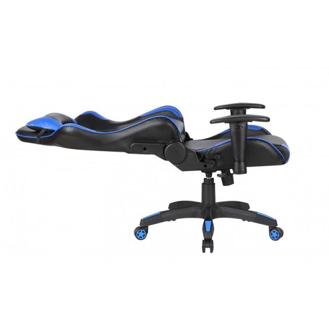 Scaun gaming gn90 silverstone, suport lombar, perna tetiera, cotiere reglabile, rotativ, mecanism multiblock, 150 kg, negru/albastru drm4283