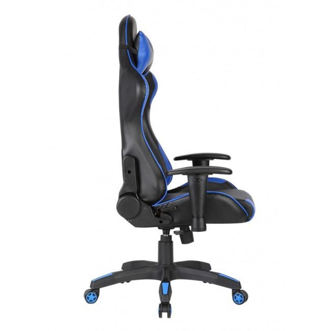 Scaun gaming gn90 silverstone, suport lombar, perna tetiera, cotiere reglabile, rotativ, mecanism multiblock, 150 kg, negru/albastru drm4283