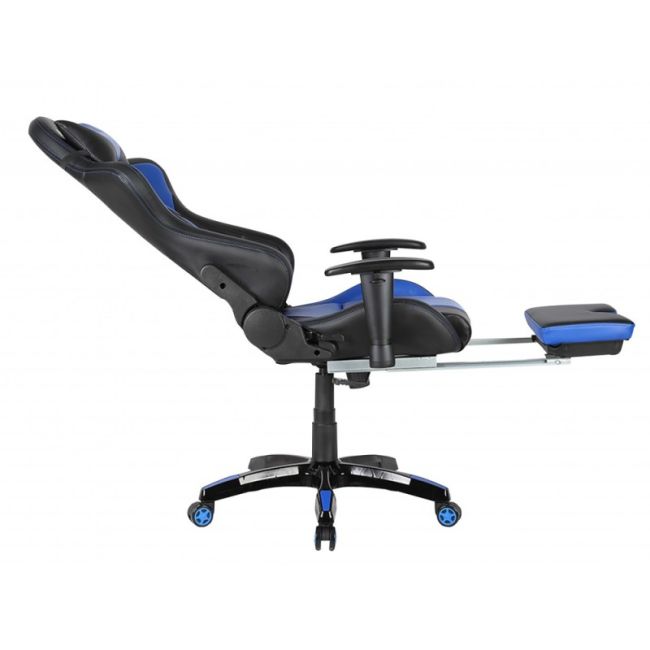 Scaun gaming gn90 suzuka, suport lombar, perna tetiera, cotiere reglabile, rotativ, mecanism multiblock, 150 kg, negru/albastru drm4281