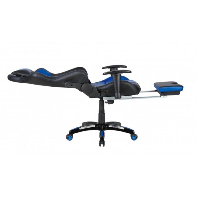 Scaun gaming gn90 suzuka, suport lombar, perna tetiera, cotiere reglabile, rotativ, mecanism multiblock, 150 kg, negru/albastru drm4281