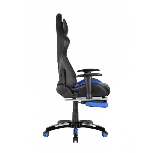 Scaun gaming gn90 suzuka, suport lombar, perna tetiera, cotiere reglabile, rotativ, mecanism multiblock, 150 kg, negru/albastru drm4281