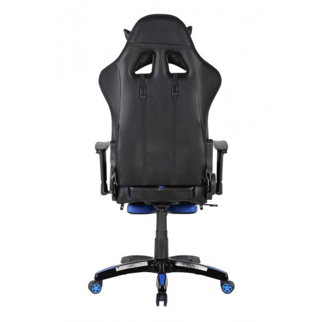 Scaun gaming gn90 suzuka, suport lombar, perna tetiera, cotiere reglabile, rotativ, mecanism multiblock, 150 kg, negru/albastru drm4281