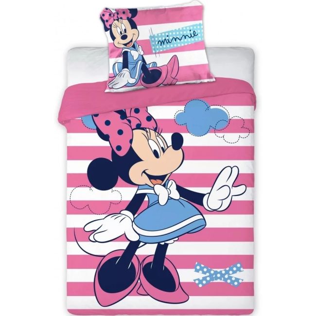 Set lenjerie pat copii Minnie Stripes 100x135 + 40x60 SunCity FRA576524 BBJFRA576524_Roz