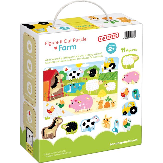 Puzzle educativ - Descopera animalele de la Ferma, 20 piese, 48x32cm Banana Panda BP49032 BBJBP49032_Initiala