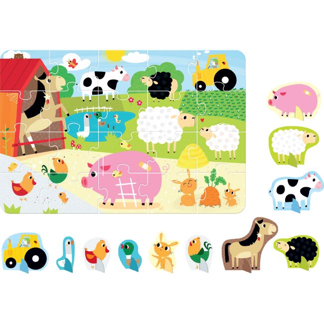 Puzzle educativ - Descopera animalele de la Ferma, 20 piese, 48x32cm Banana Panda BP49032 BBJBP49032_Initiala