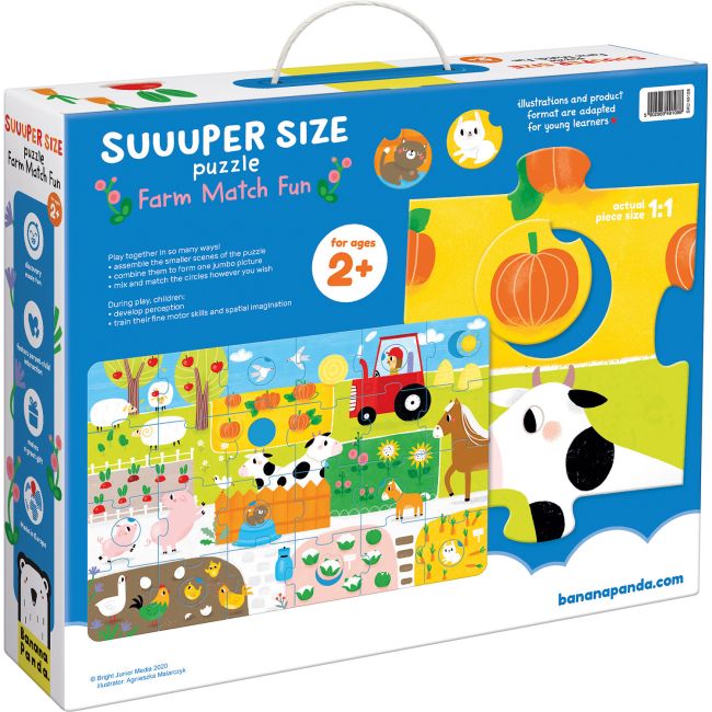 Puzzle Suuper mare Potriveste Animalele de la Ferma, 34 piese, 96x64cm Banana Panda BP49108 BBJBP49108_Initiala