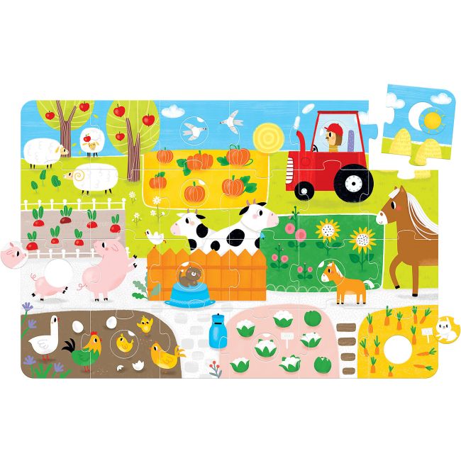 Puzzle Suuper mare Potriveste Animalele de la Ferma, 34 piese, 96x64cm Banana Panda BP49108 BBJBP49108_Initiala