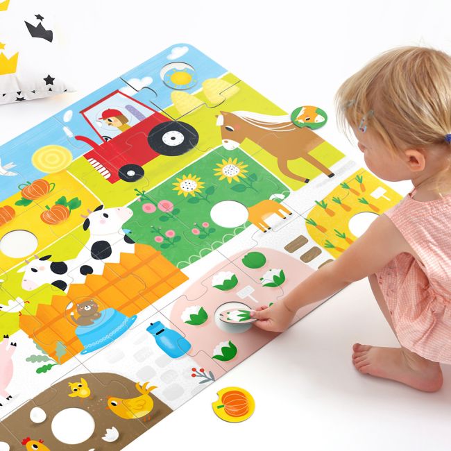 Puzzle Suuper mare Potriveste Animalele de la Ferma, 34 piese, 96x64cm Banana Panda BP49108 BBJBP49108_Initiala