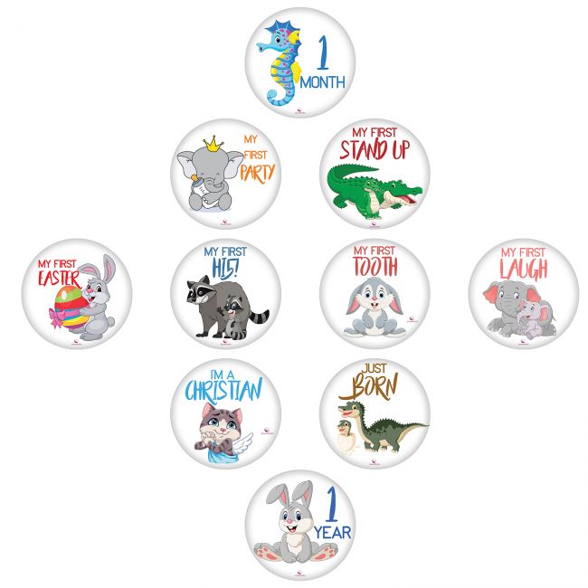 Set 20 Stickere milestone pentru Fotografii Memorabile cu copilul dvs - Baby Milestone Stickers 15 cm, model My First, Pre-Cut