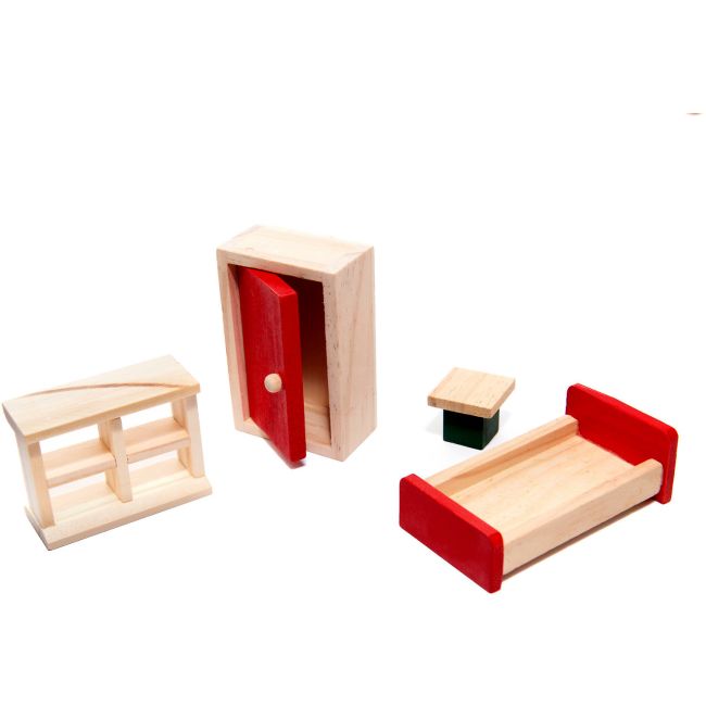 Casuta de papusi din lemn cu accesorii 40cm Ikonka IK17568 BBJIK17568_Initiala