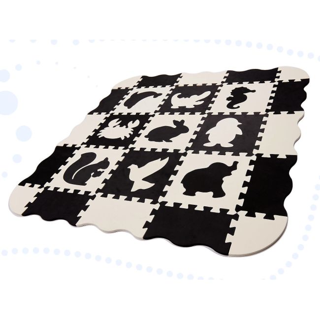 Covor puzzle cu laterale 25 piese Ikonka IK17566 BBJIK17566_Negru/Gri/Bej