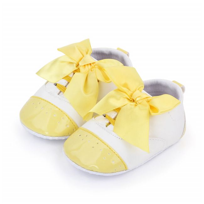 Pantofiori albi cu fundita galbena MDd2504-3-p01