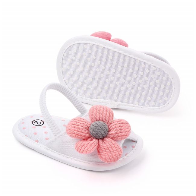 Pantofiori decupati albi cu margareta roz MBd2459-3-SA3(p29)